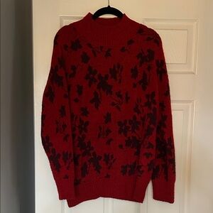 Liz Claiborne Red Floral Turtleneck Sweater